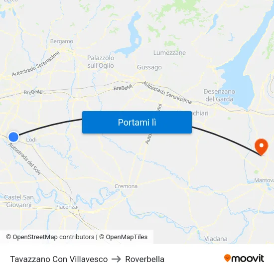 Tavazzano Con Villavesco to Roverbella map