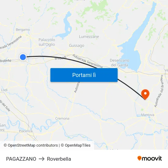 PAGAZZANO to Roverbella map