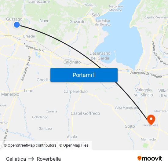 Cellatica to Roverbella map