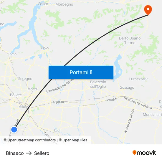 Binasco to Sellero map