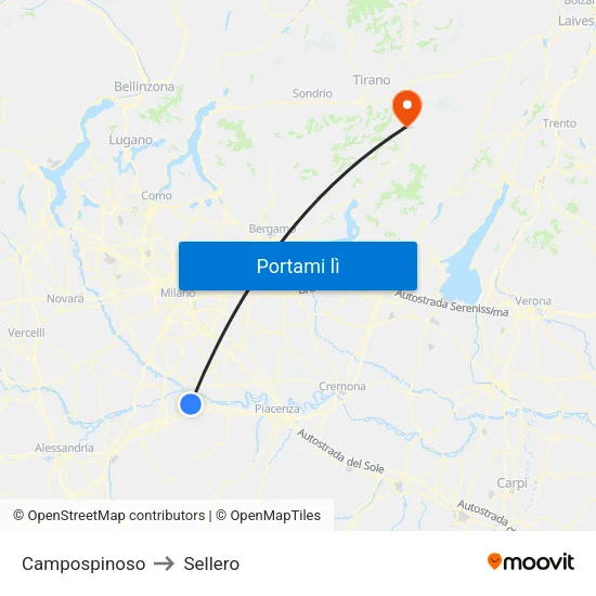 Campospinoso to Sellero map