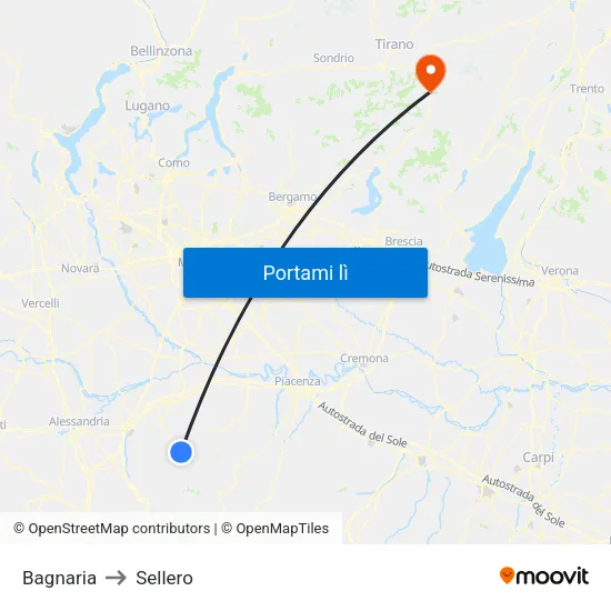 Bagnaria to Sellero map