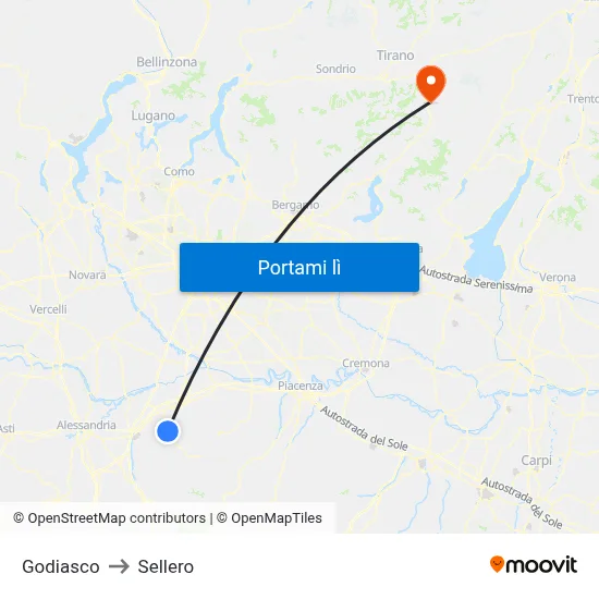 Godiasco to Sellero map
