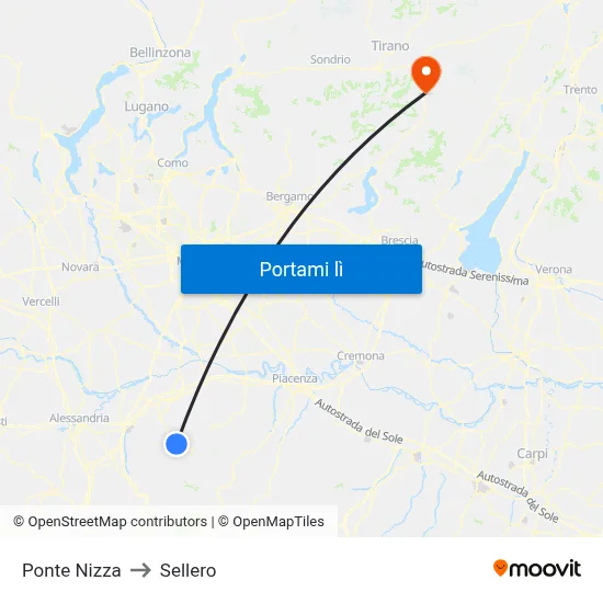 Ponte Nizza to Sellero map