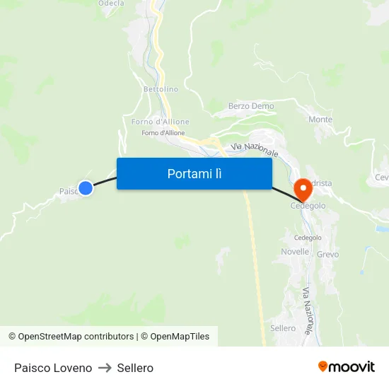 Paisco Loveno to Sellero map