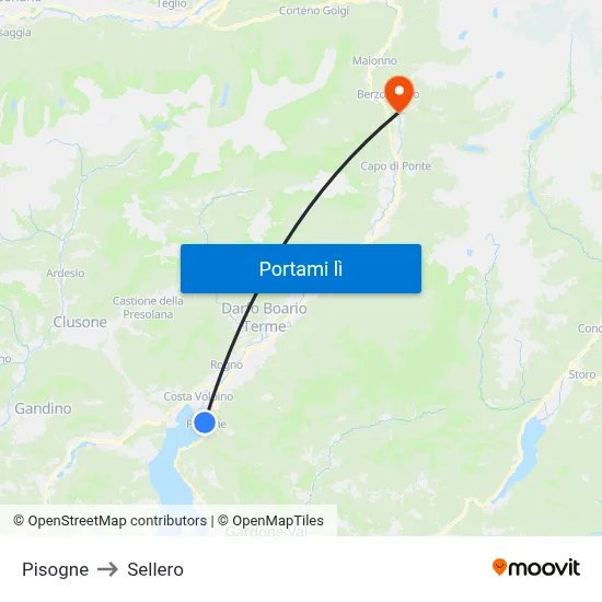 Pisogne to Sellero map