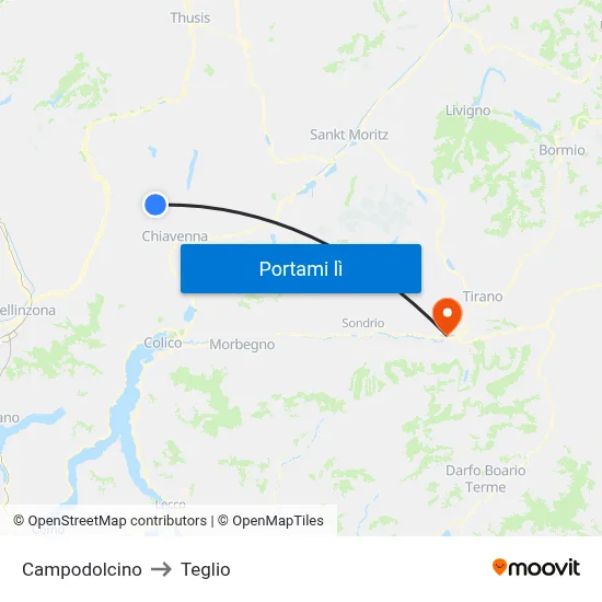 Campodolcino to Teglio map