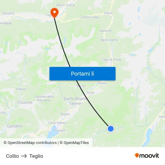 Collio to Teglio map