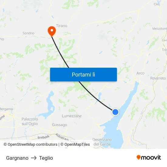 Gargnano to Teglio map