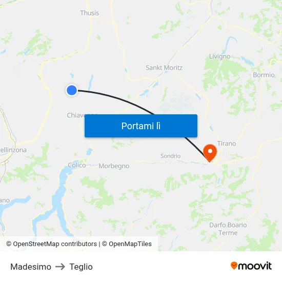 Madesimo to Teglio map