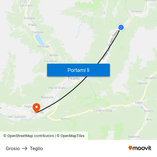 Grosio to Teglio map