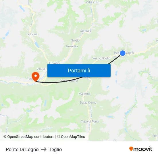 Ponte Di Legno to Teglio map