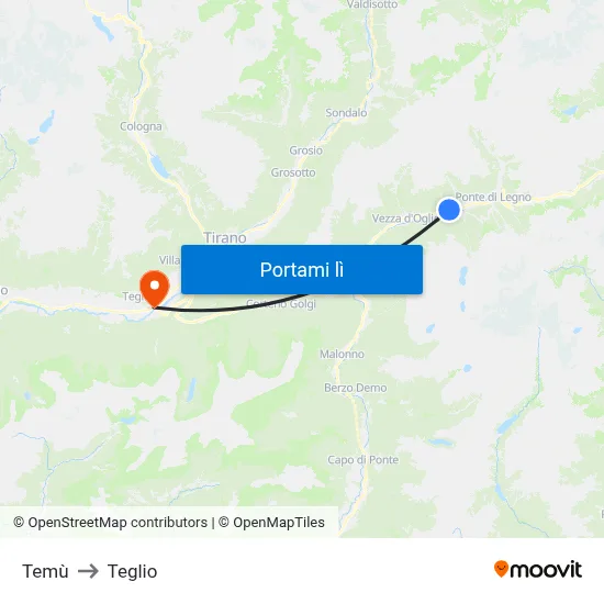 Temù to Teglio map