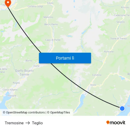 Tremosine to Teglio map