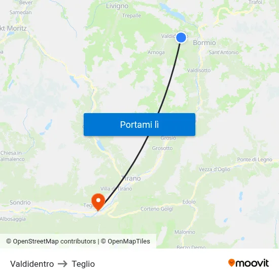 Valdidentro to Teglio map