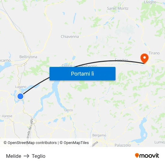 Melide to Teglio map