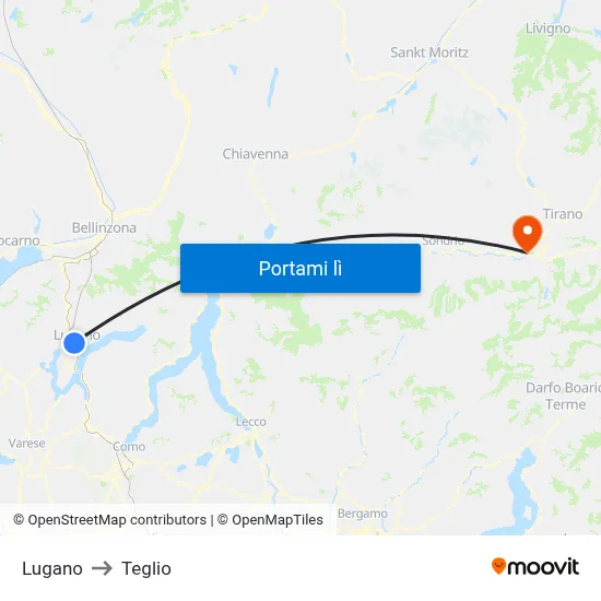 Lugano to Teglio map