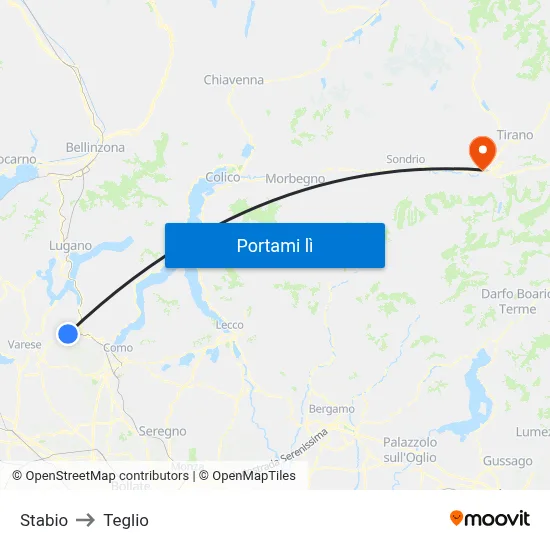 Stabio to Teglio map