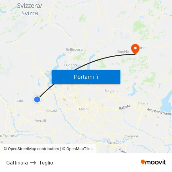 Gattinara to Teglio map
