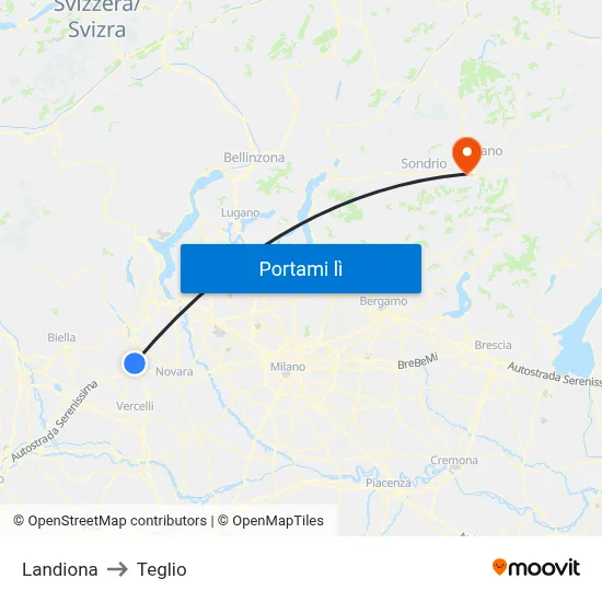 Landiona to Teglio map