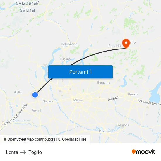 Lenta to Teglio map