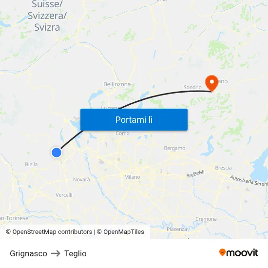 Grignasco to Teglio map