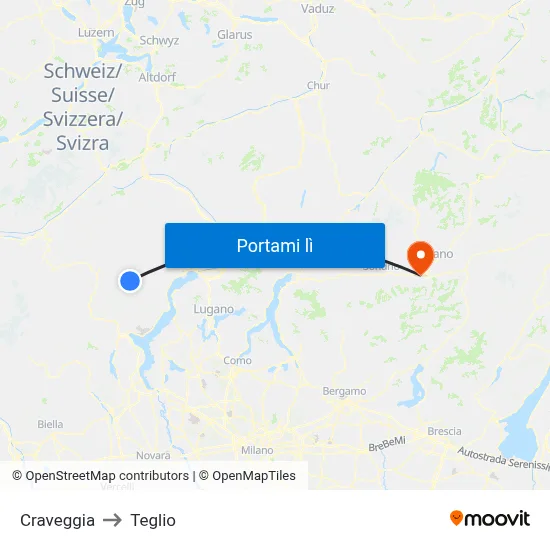 Craveggia to Teglio map