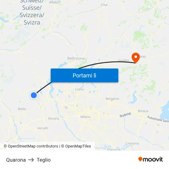 Quarona to Teglio map