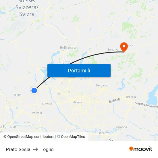 Prato Sesia to Teglio map