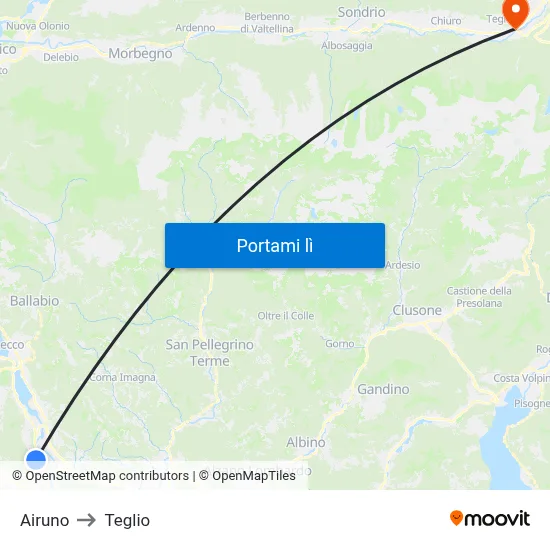 Airuno to Teglio map