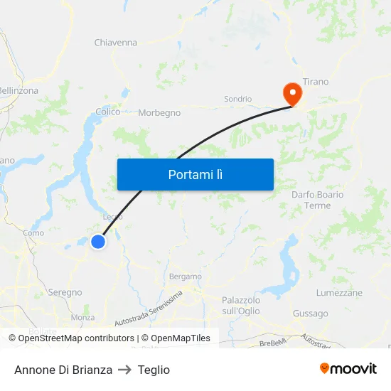 Annone Di Brianza to Teglio map