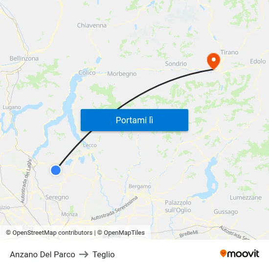 Anzano Del Parco to Teglio map