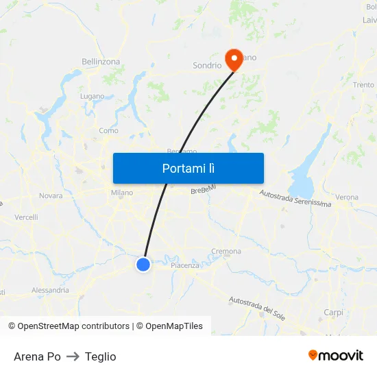 Arena Po to Teglio map