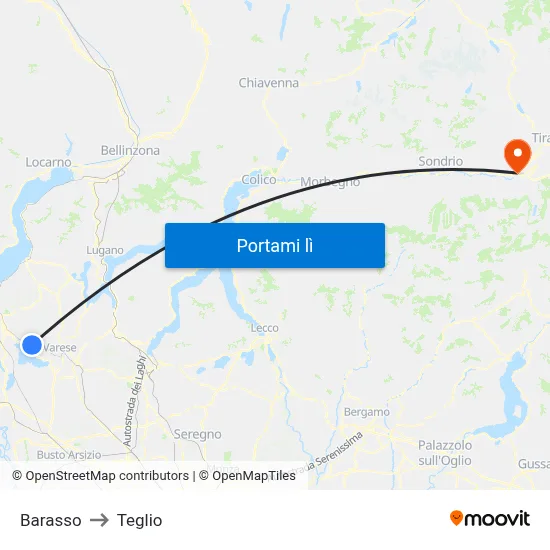 Barasso to Teglio map