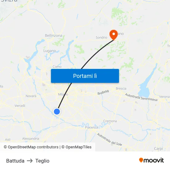 Battuda to Teglio map
