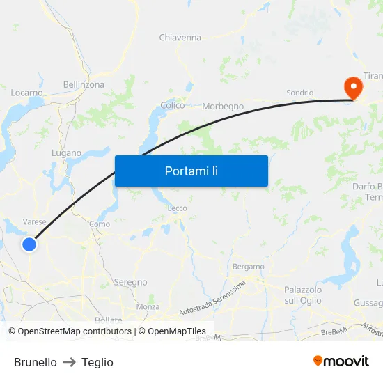 Brunello to Teglio map