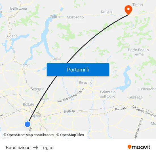 Buccinasco to Teglio map