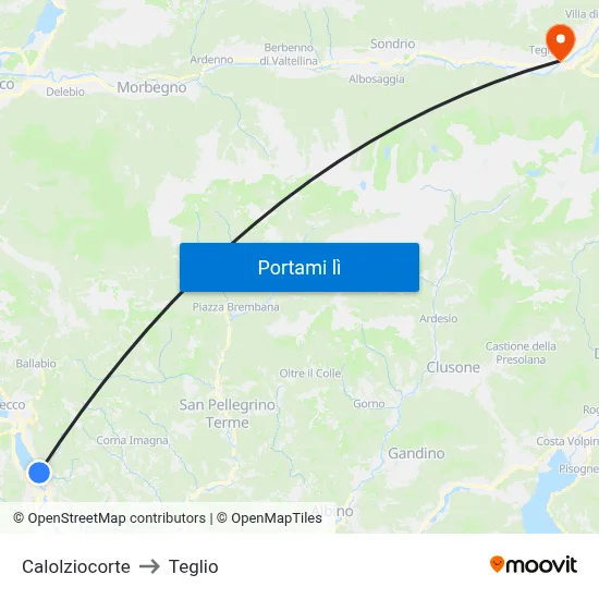 Calolziocorte to Teglio map