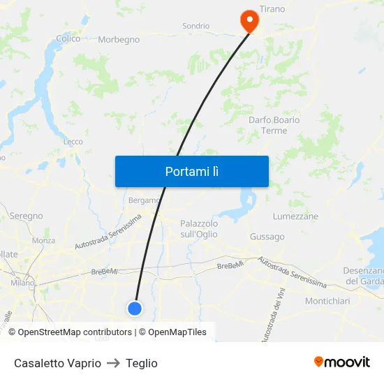 Casaletto Vaprio to Teglio map