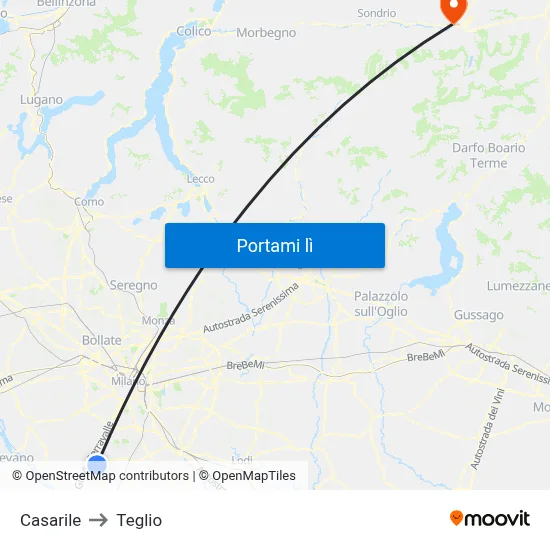 Casarile to Teglio map