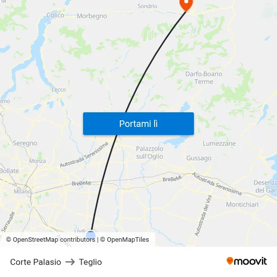 Corte Palasio to Teglio map