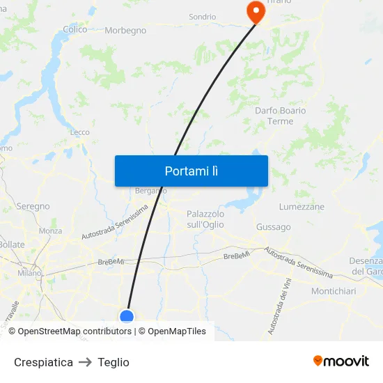 Crespiatica to Teglio map