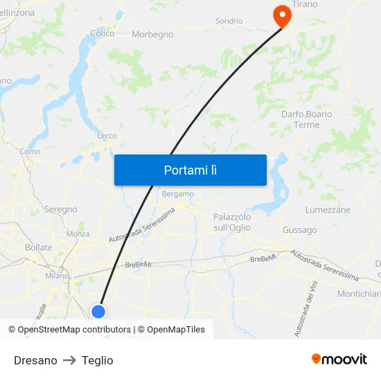 Dresano to Teglio map