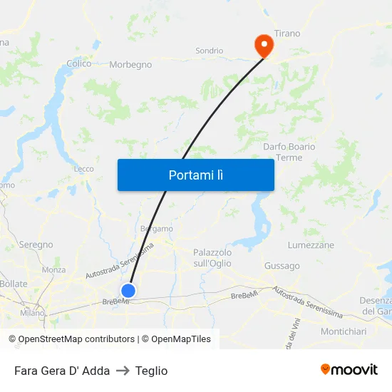 Fara Gera D' Adda to Teglio map