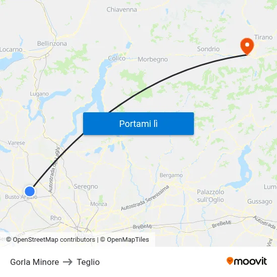 Gorla Minore to Teglio map