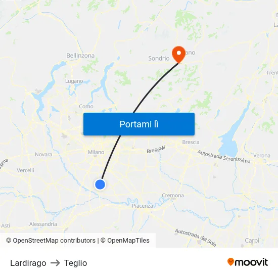 Lardirago to Teglio map