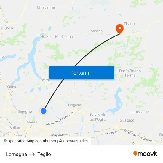 Lomagna to Teglio map