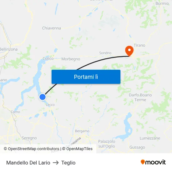 Mandello Del Lario to Teglio map