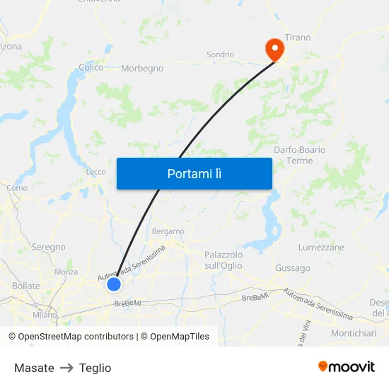 Masate to Teglio map