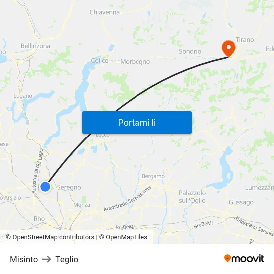 Misinto to Teglio map